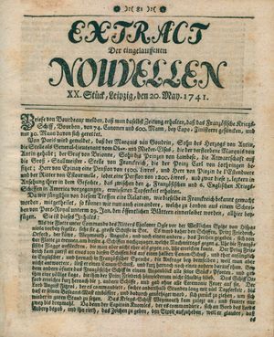 Extract der eingelauffenen Nouvellen vom 20.05.1741