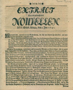 Extract der eingelauffenen Nouvellen on Jun 3, 1741