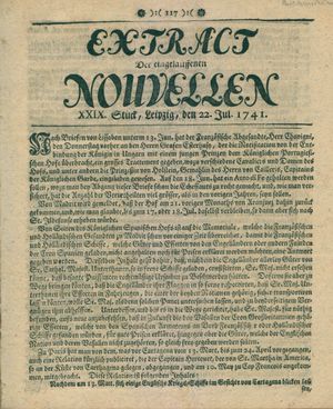 Extract der eingelauffenen Nouvellen on Jul 22, 1741