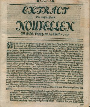 Extract der eingelauffenen Nouvellen vom 24.03.1742