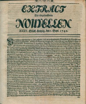 Extract der eingelauffenen Nouvellen on Sep 1, 1742