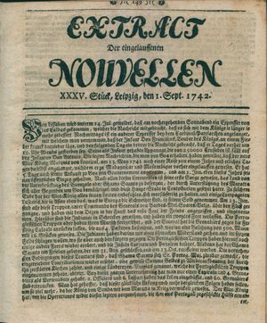 Extract der eingelauffenen Nouvellen on Sep 1, 1742