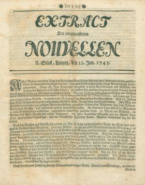 Extract der eingelauffenen Nouvellen on Jan 12, 1743