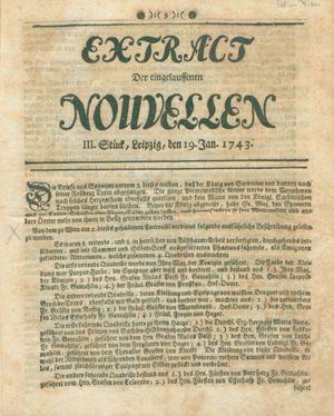 Extract der eingelauffenen Nouvellen on Jan 19, 1743