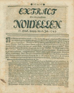 Extract der eingelauffenen Nouvellen vom 26.01.1743