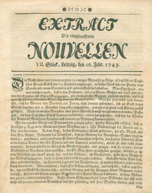 Extract der eingelauffenen Nouvellen vom 16.02.1743