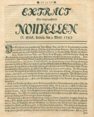 Extract der eingelauffenen Nouvellen vom 02.03.1743