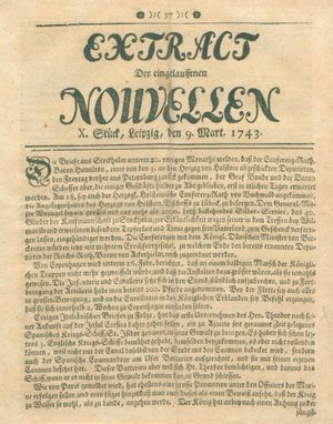 Extract der eingelauffenen Nouvellen vom 09.03.1743