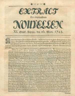 Extract der eingelauffenen Nouvellen vom 16.03.1743