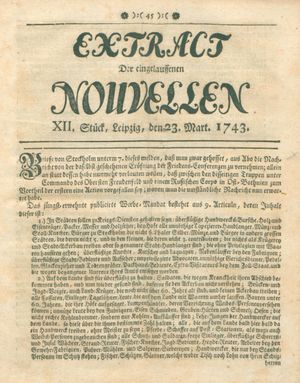 Extract der eingelauffenen Nouvellen vom 23.03.1743