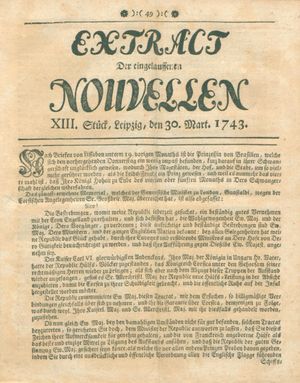 Extract der eingelauffenen Nouvellen on Mar 30, 1743