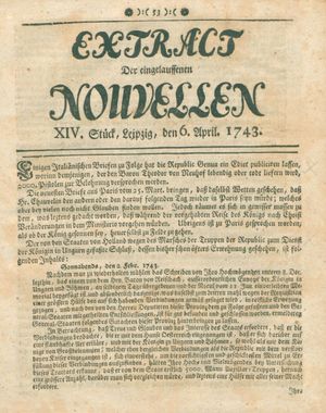 Extract der eingelauffenen Nouvellen vom 06.04.1743