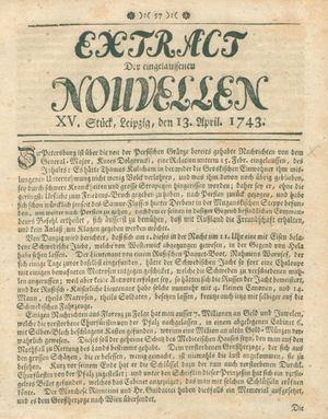 Extract der eingelauffenen Nouvellen vom 13.04.1743