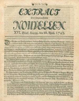 Extract der eingelauffenen Nouvellen on Apr 20, 1743