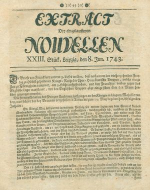 Extract der eingelauffenen Nouvellen vom 08.06.1743