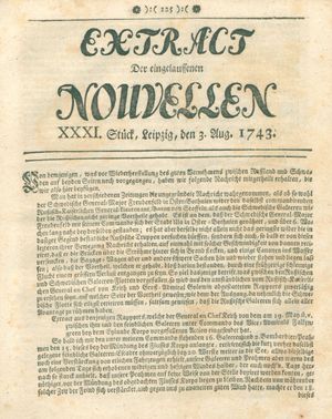 Extract der eingelauffenen Nouvellen on Aug 3, 1743