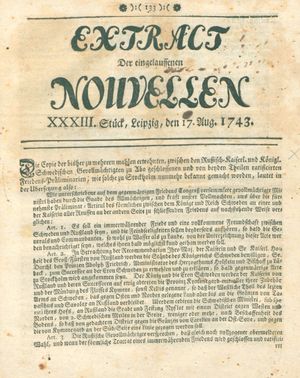 Extract der eingelauffenen Nouvellen vom 17.08.1743