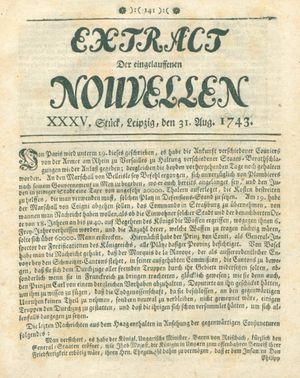 Extract der eingelauffenen Nouvellen on Aug 31, 1743