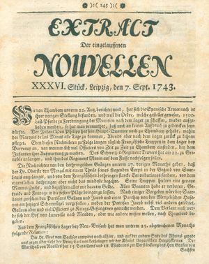 Extract der eingelauffenen Nouvellen vom 07.09.1743