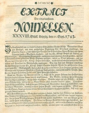 Extract der eingelauffenen Nouvellen vom 21.09.1743