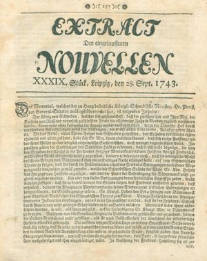 Extract der eingelauffenen Nouvellen on Sep 28, 1743