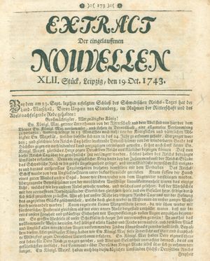 Extract der eingelauffenen Nouvellen vom 19.10.1743