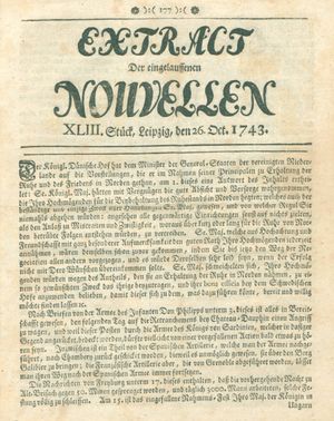 Extract der eingelauffenen Nouvellen vom 26.10.1743