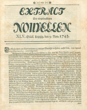 Extract der eingelauffenen Nouvellen vom 09.11.1743
