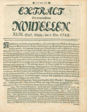 Extract der eingelauffenen Nouvellen on Dec 7, 1743