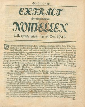 Extract der eingelauffenen Nouvellen on Dec 28, 1743