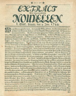 Extract der eingelauffenen Nouvellen vom 04.01.1744