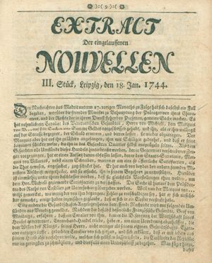 Extract der eingelauffenen Nouvellen vom 18.01.1744