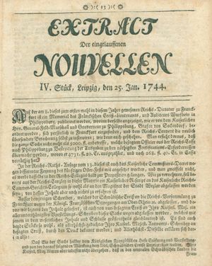 Extract der eingelauffenen Nouvellen vom 25.01.1744