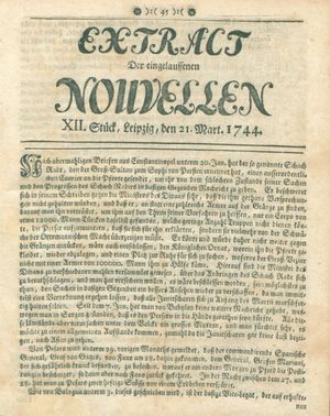 Extract der eingelauffenen Nouvellen vom 21.03.1744