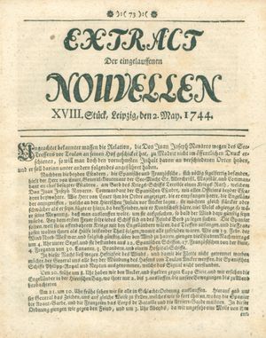 Extract der eingelauffenen Nouvellen on May 2, 1744