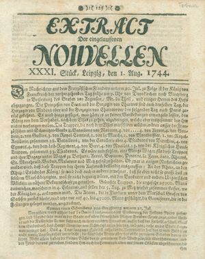Extract der eingelauffenen Nouvellen on Aug 1, 1744