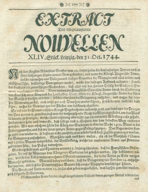 Extract der eingelauffenen Nouvellen on Oct 31, 1744