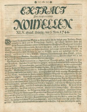 Extract der eingelauffenen Nouvellen vom 07.11.1744