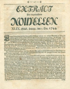 Extract der eingelauffenen Nouvellen vom 05.12.1744