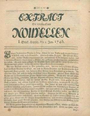 Extract der eingelauffenen Nouvellen vom 01.01.1746