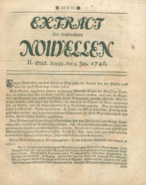 Extract der eingelauffenen Nouvellen vom 08.01.1746