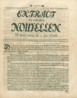 Extract der eingelauffenen Nouvellen vom 15.01.1746