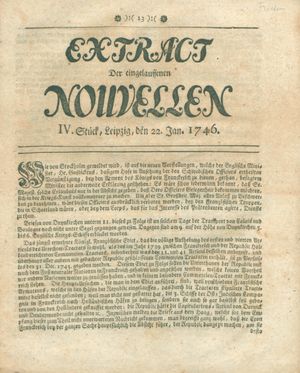 Extract der eingelauffenen Nouvellen vom 22.01.1746