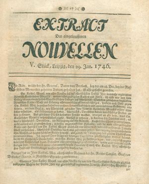 Extract der eingelauffenen Nouvellen on Jan 29, 1746