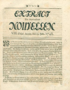 Extract der eingelauffenen Nouvellen vom 19.02.1746