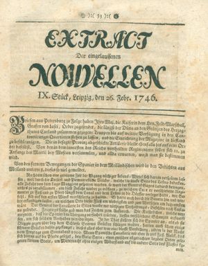 Extract der eingelauffenen Nouvellen vom 26.02.1746