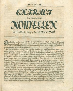 Extract der eingelauffenen Nouvellen vom 26.03.1746