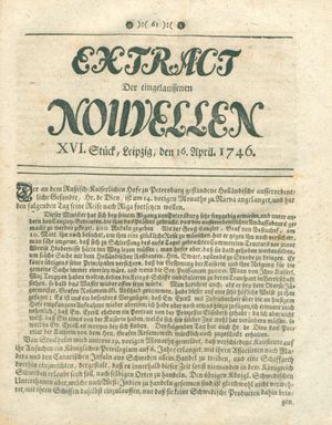 Extract der eingelauffenen Nouvellen vom 16.04.1746