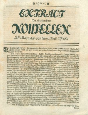 Extract der eingelauffenen Nouvellen vom 30.04.1746