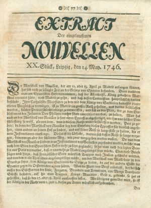 Extract der eingelauffenen Nouvellen vom 14.05.1746